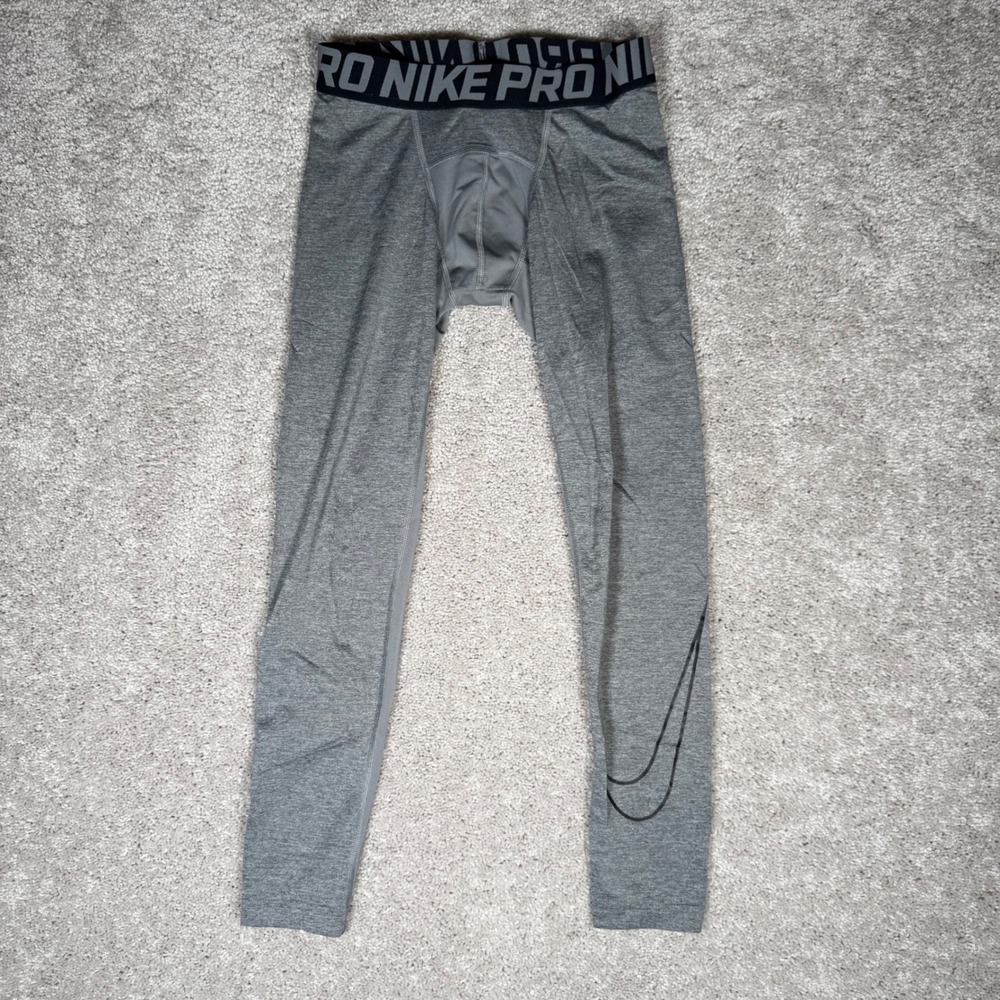 Nike Pro Kids Medium Dri-FIT Compression Tights Gray Heathered Leggings Size M
